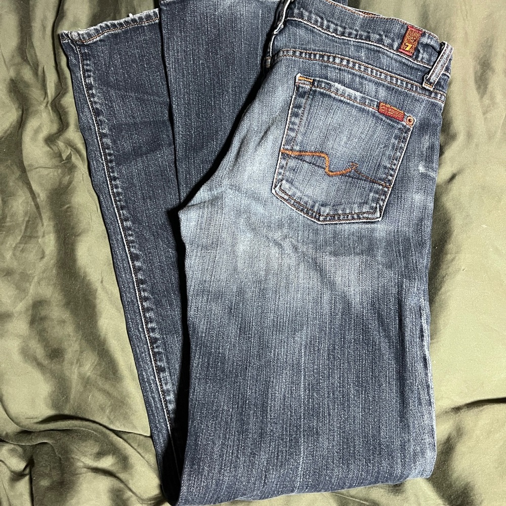 7 brand, low rise bootcut jeans, size 29